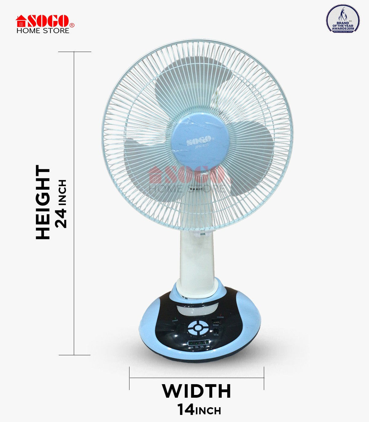 Sogo Rechargeable Table/Desk Fan (JPN-630)